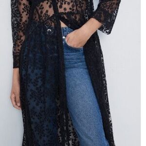 Zara Black Sheer Floral Top